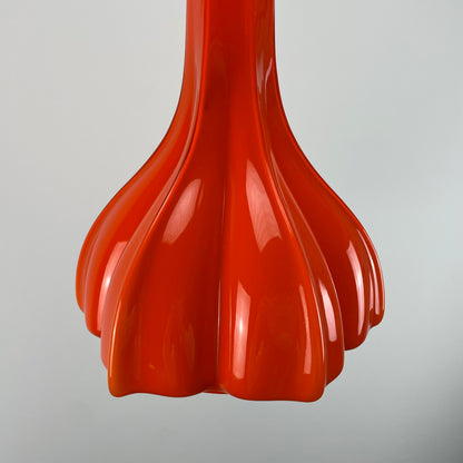 Flower shaped orange glass pendant light by Peill and Putzler 1960