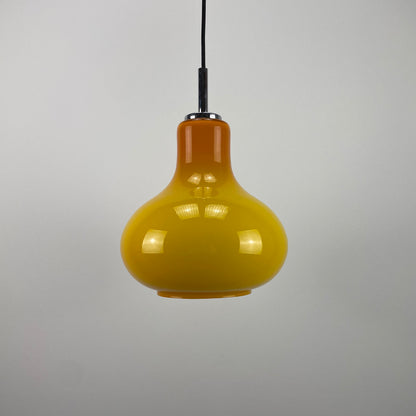 Yellow droplet shaped pendant light by Peill & Putzler 1960