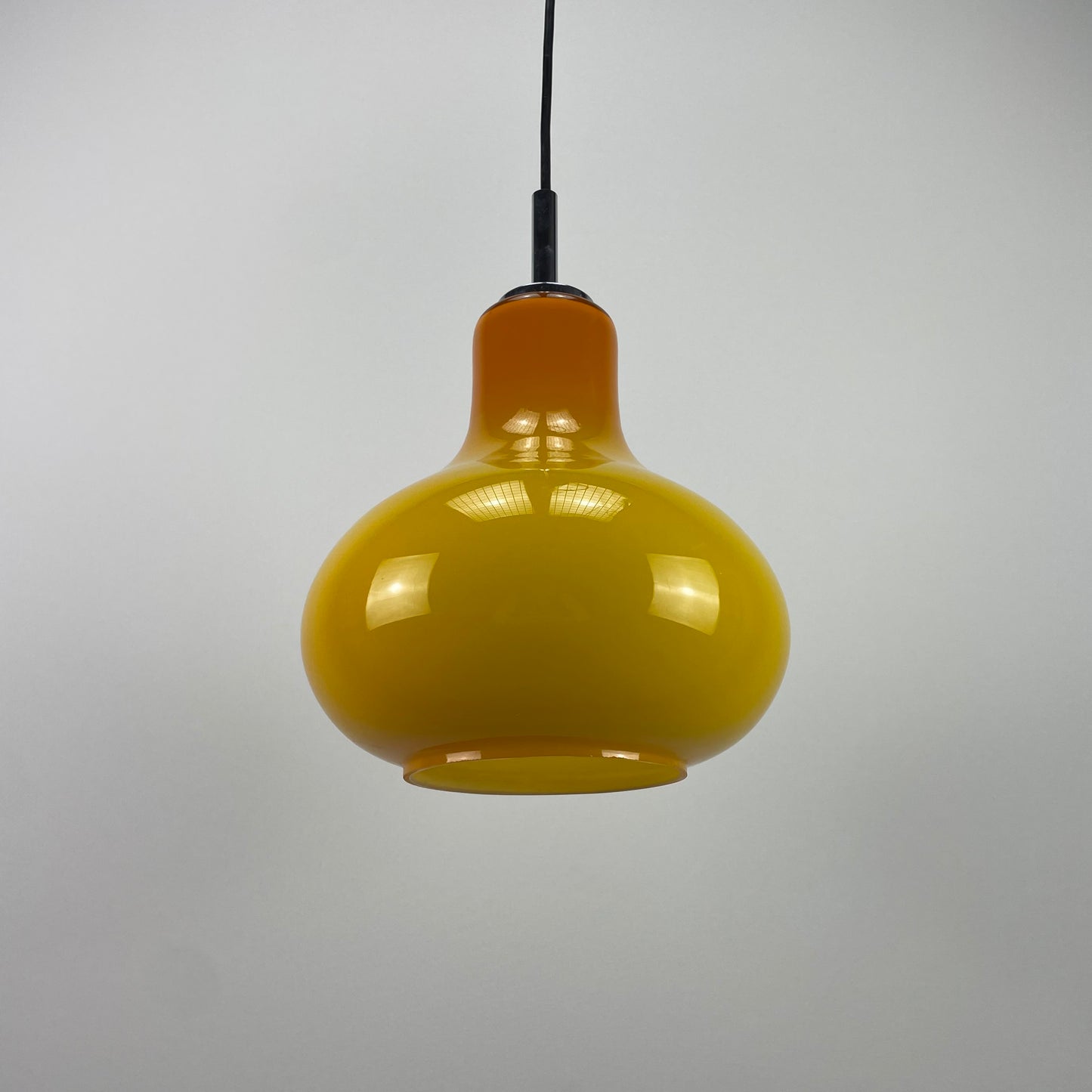 Yellow droplet shaped pendant light by Peill & Putzler 1960