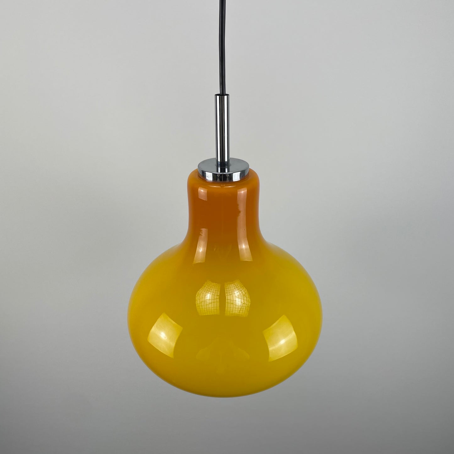 Yellow droplet shaped pendant light by Peill & Putzler 1960