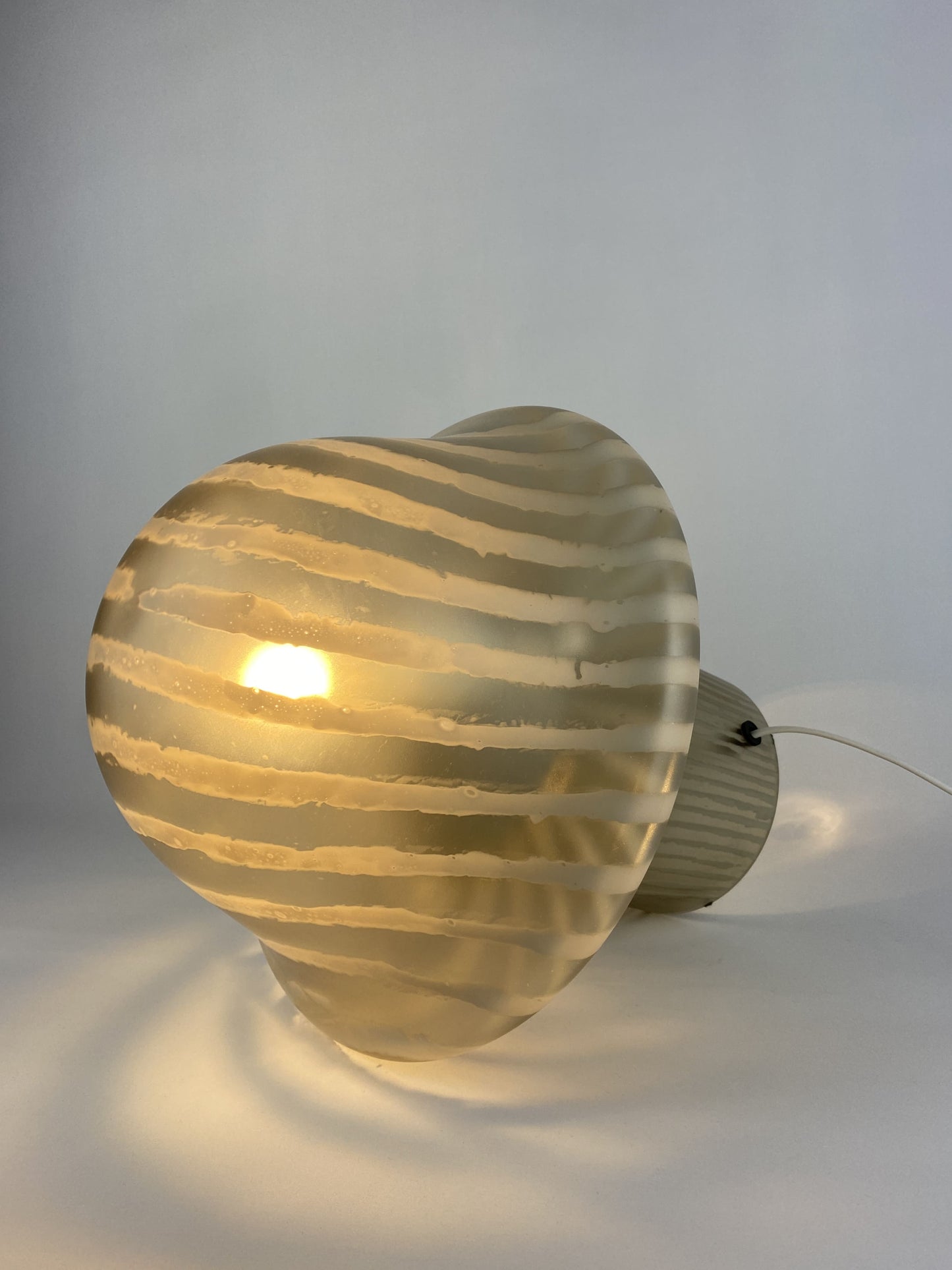 1 of 2 Large Smoked glass Peill and Putzler mushroom table lamp XL 1970