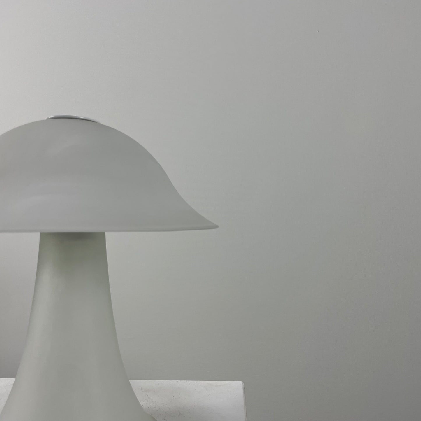 Frosted white glass mushroom table lamp from Germany, 1970