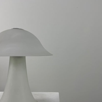 Frosted white glass mushroom table lamp from Germany, 1970