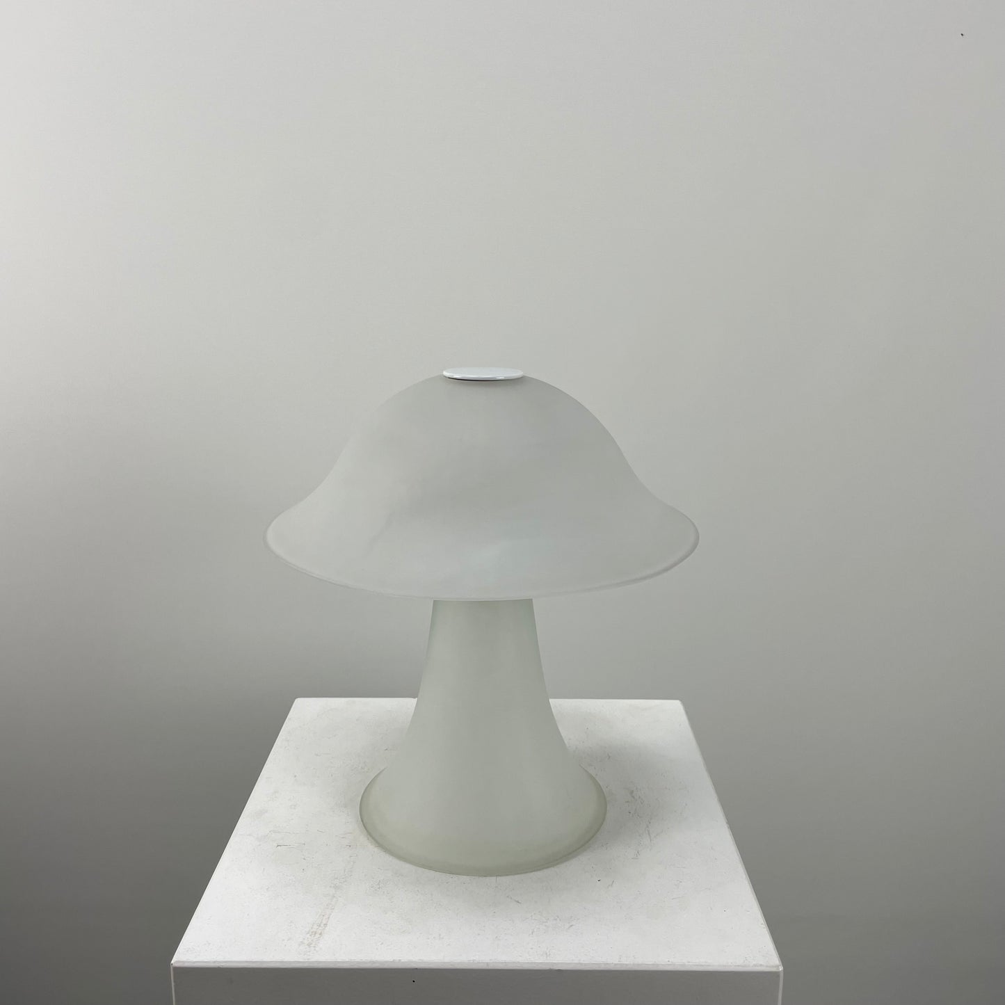 Frosted white glass mushroom table lamp from Germany, 1970