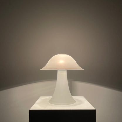 Frosted white glass mushroom table lamp from Germany, 1970