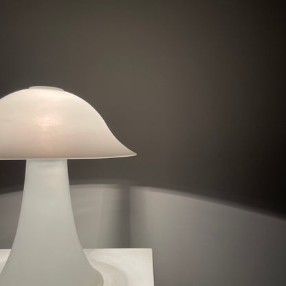 Frosted white glass mushroom table lamp from Germany, 1970