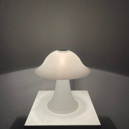 Frosted white glass mushroom table lamp from Germany, 1970