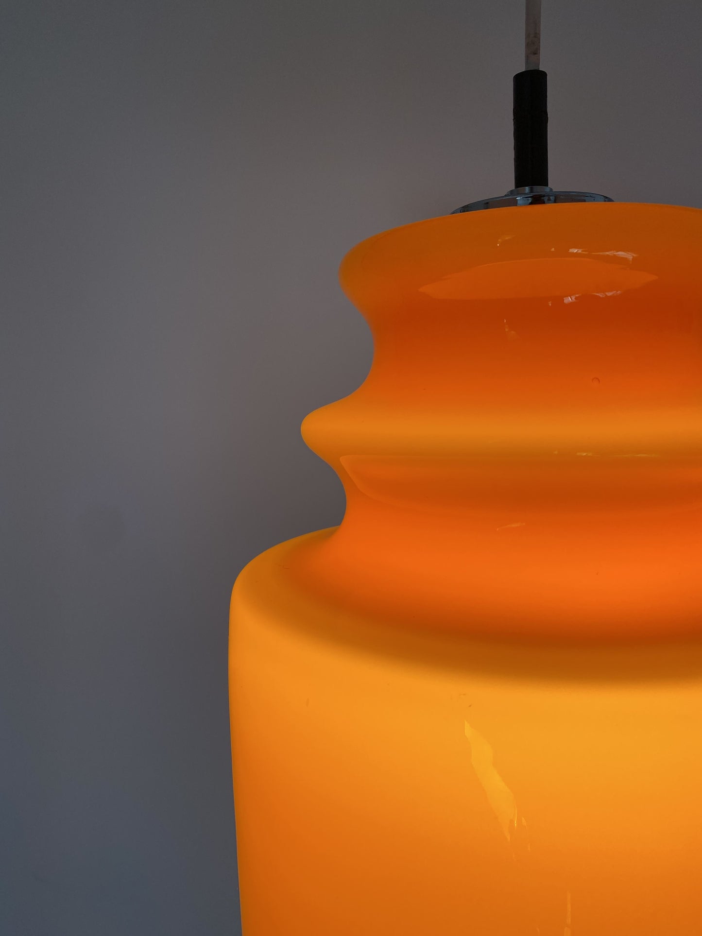 Vintage Orange glass pendant light by Peill and Putzler 1960