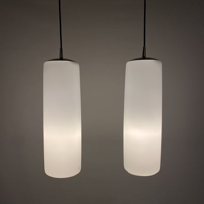 Enormous rare frosted White glass pendant light by Peill and Putzler XL 1960
