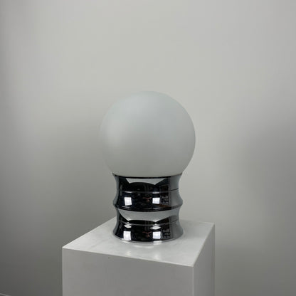 Space age white and chrome table lamp by Aka Electric, Germany 1977