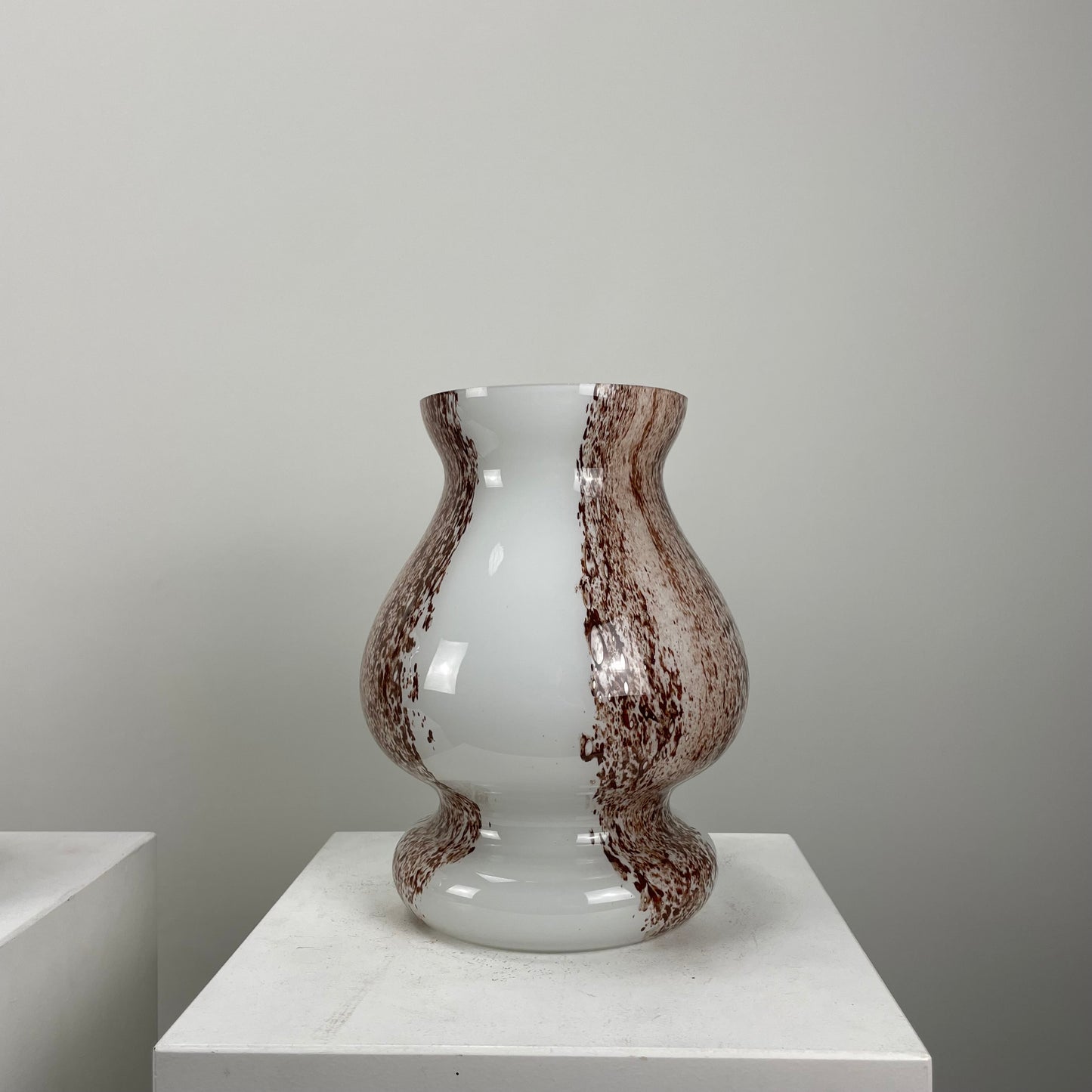 Pair of white and brown glass mushroom table lamps by Doria Leuchten, 1970