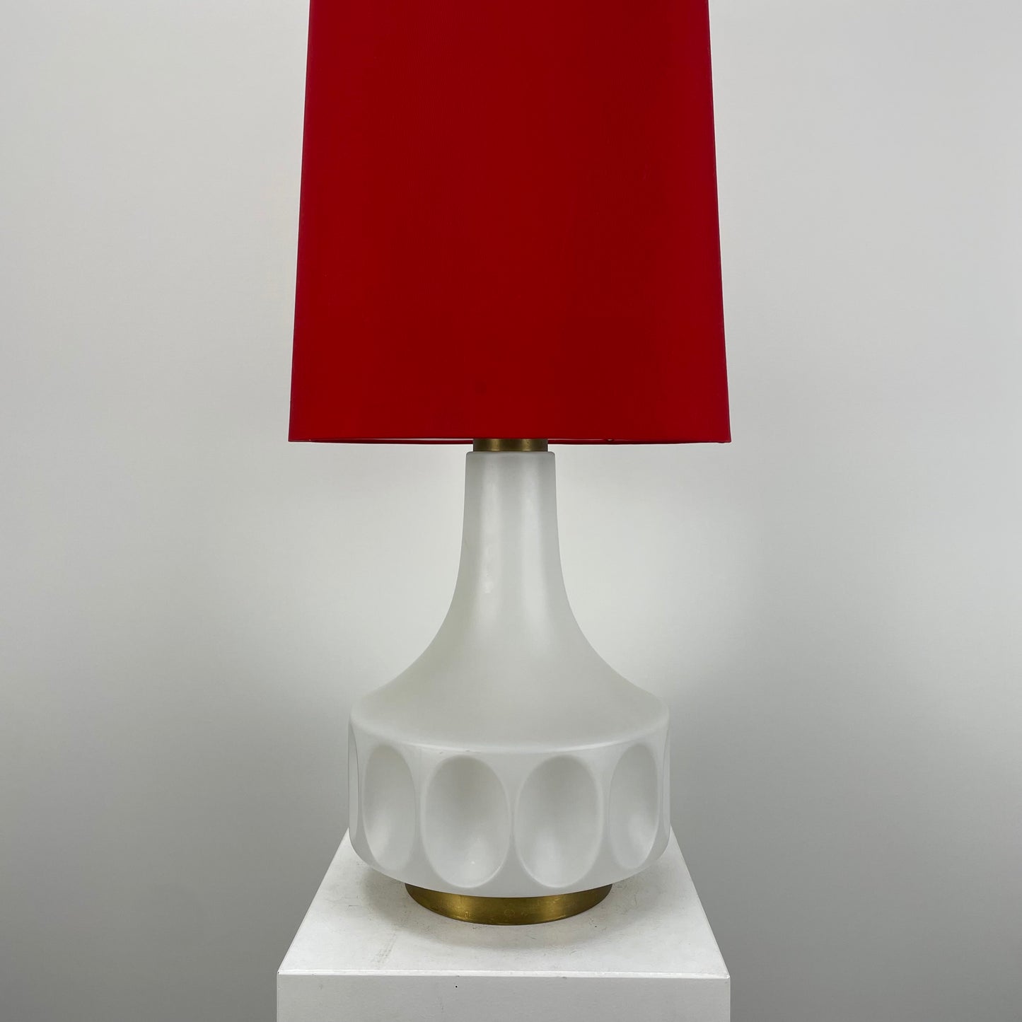 White frosted glass floor or table lamp by Peill & Putzler 1960