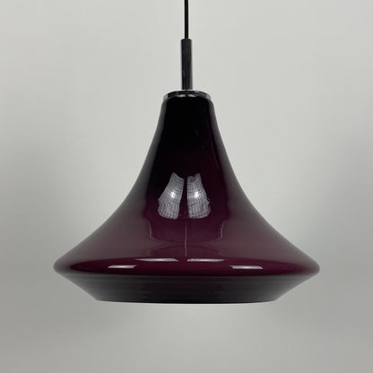 Rare purple glass UFO shaped pendant light, Germany 1960