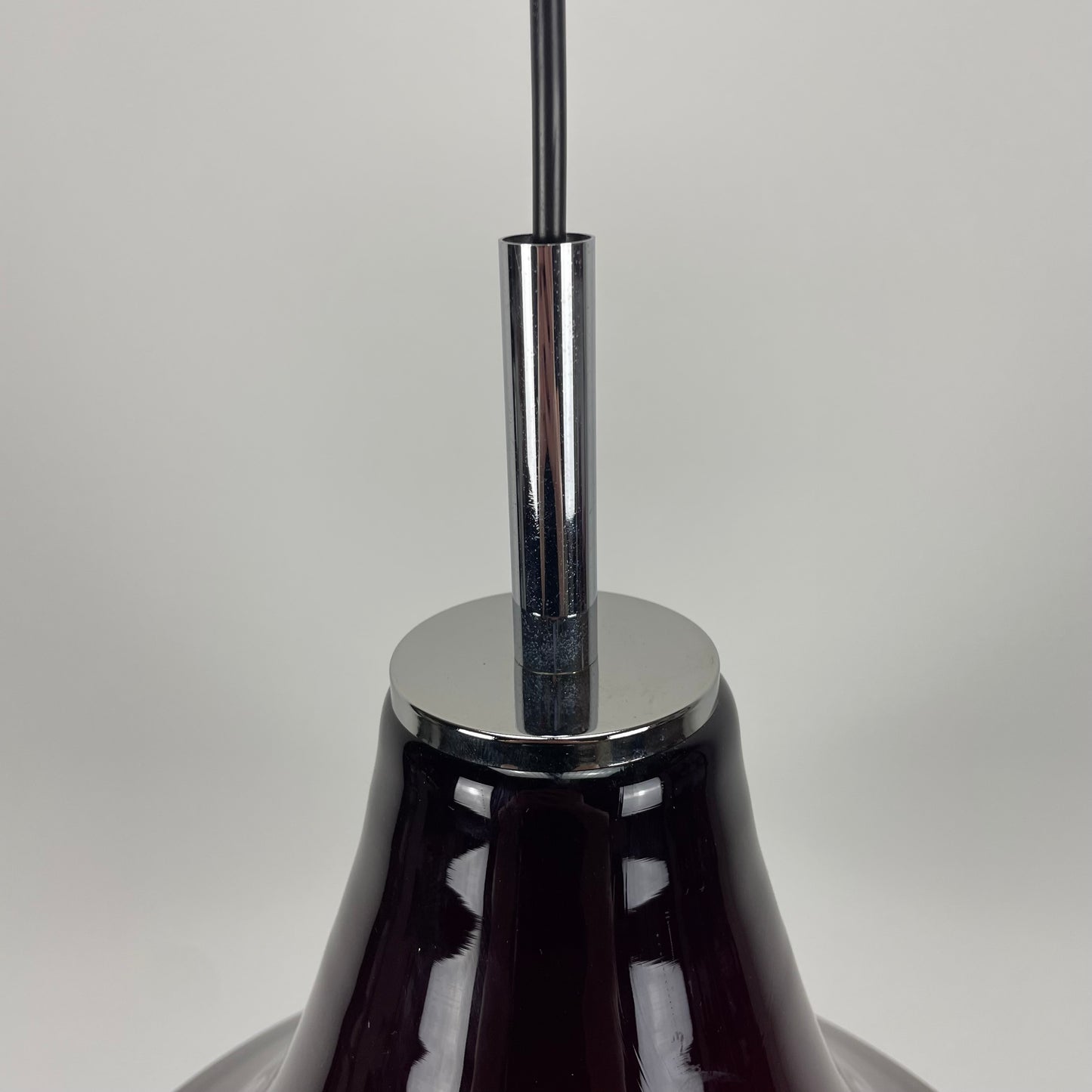 Rare purple glass UFO shaped pendant light, Germany 1960