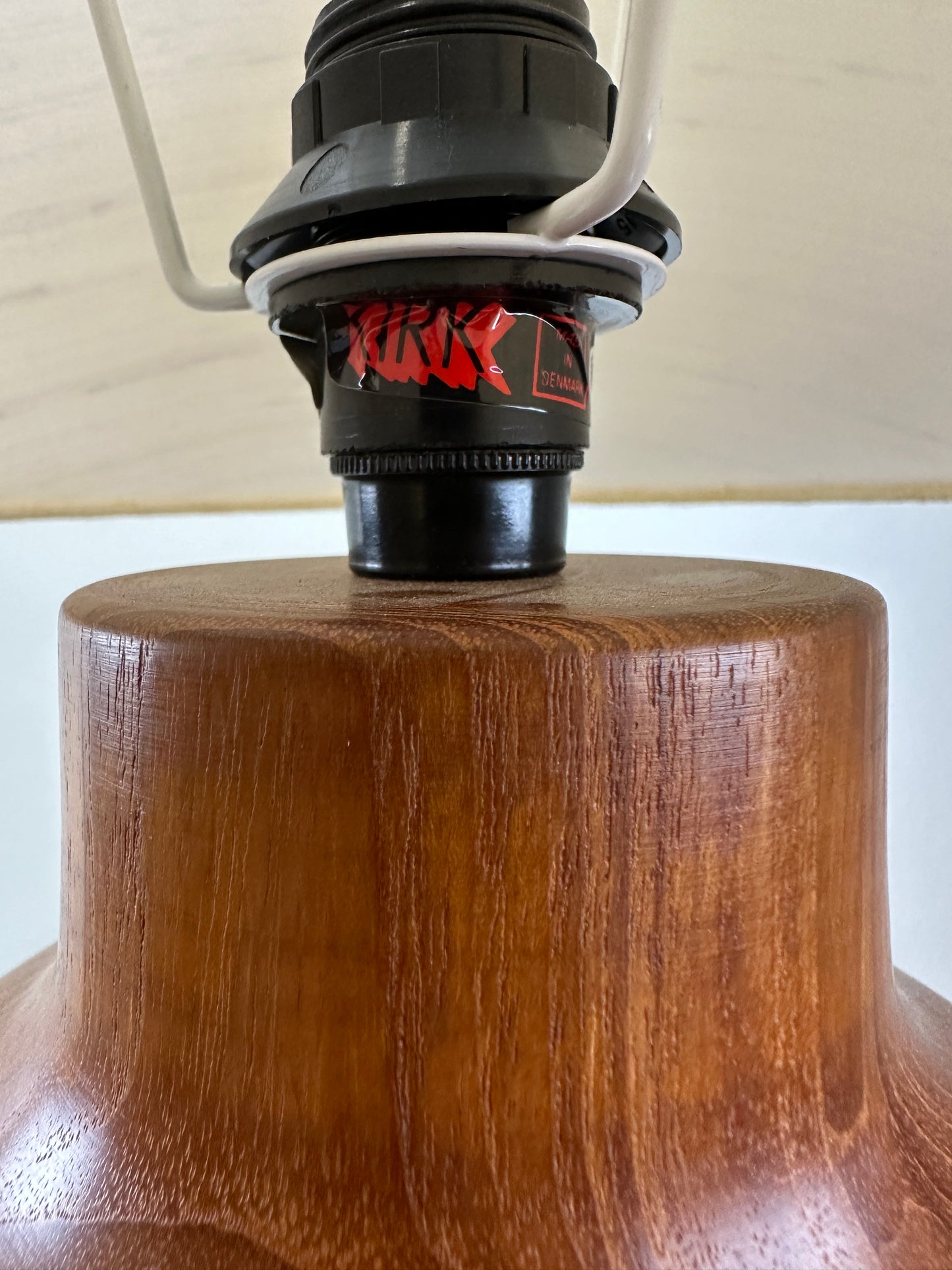 Solid teak wooden table lamp by KIRK, Denmark, 1970