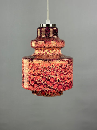 Purple snake skin pattern glass pendant light by Herda 1970