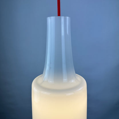 White glass pendant light Napoli  XL by Aloys Gangkofner for Peill and Putzler 1950
