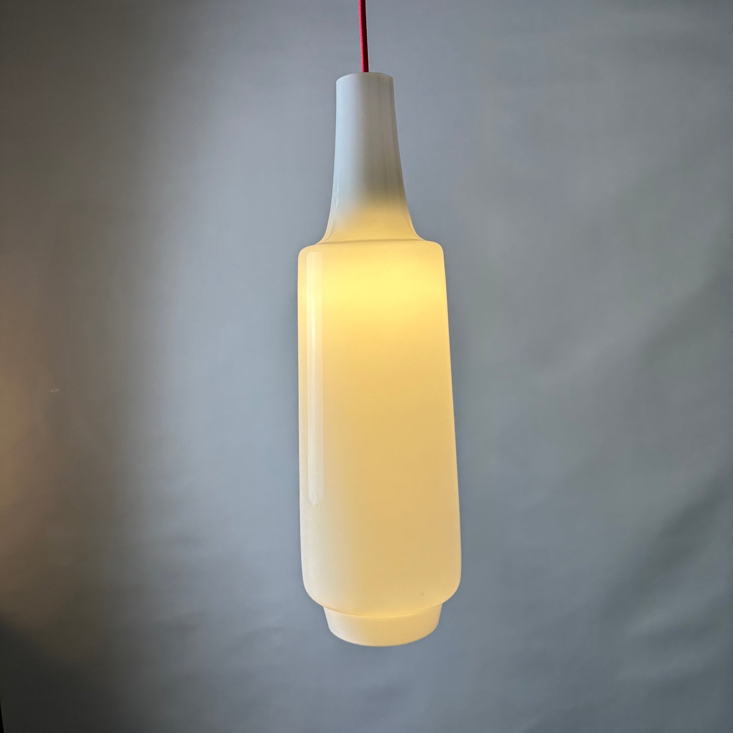 White glass pendant light Napoli  XL by Aloys Gangkofner for Peill and Putzler 1950