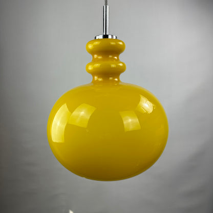 Large yellow glass pendant light XL by Peill and Putzler
