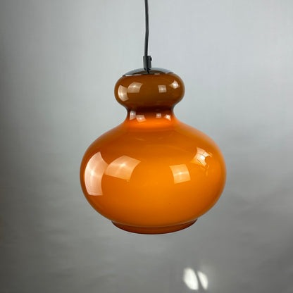 Pair of brown glass pendant light by Peill and Putzler 1960