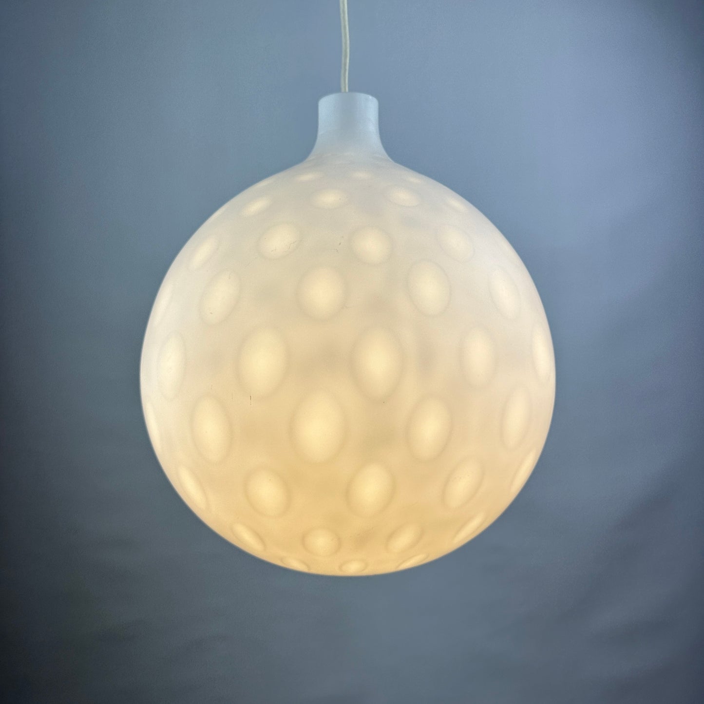 White glass pendant light COMO XL by Aloys Gangkofner for Peill and Putzler 1950