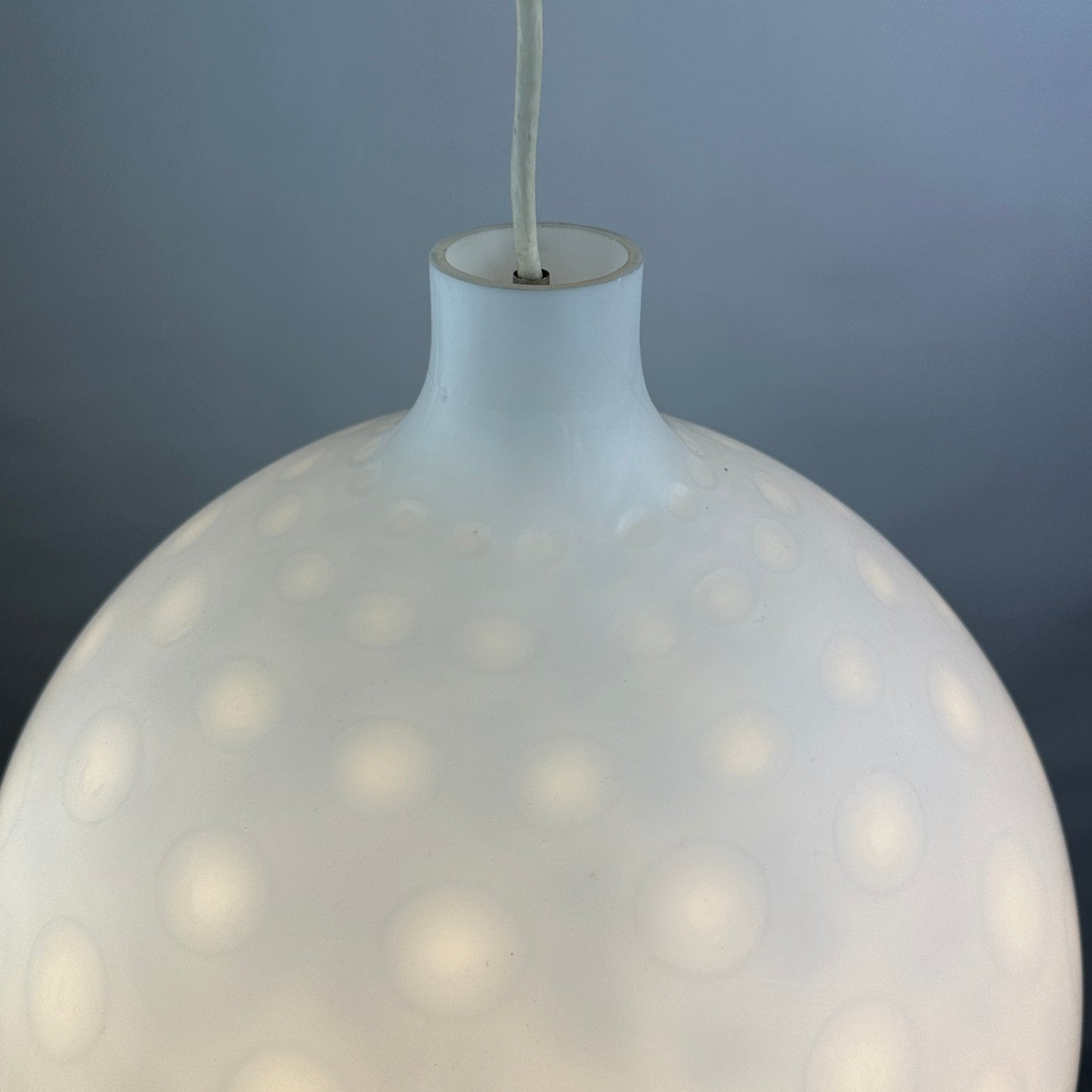 White glass pendant light COMO XL by Aloys Gangkofner for Peill and Putzler 1950
