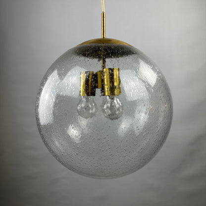 1 of 4 Large glass globe pendant Lamp by Doria Leuchten 1960