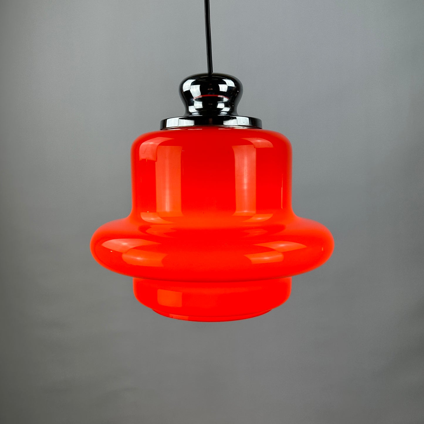 Red opaline glass pendant light by Hustadt Leuchten, 1960