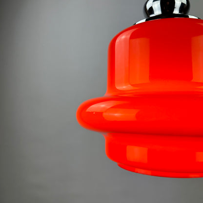 Red opaline glass pendant light by Hustadt Leuchten, 1960