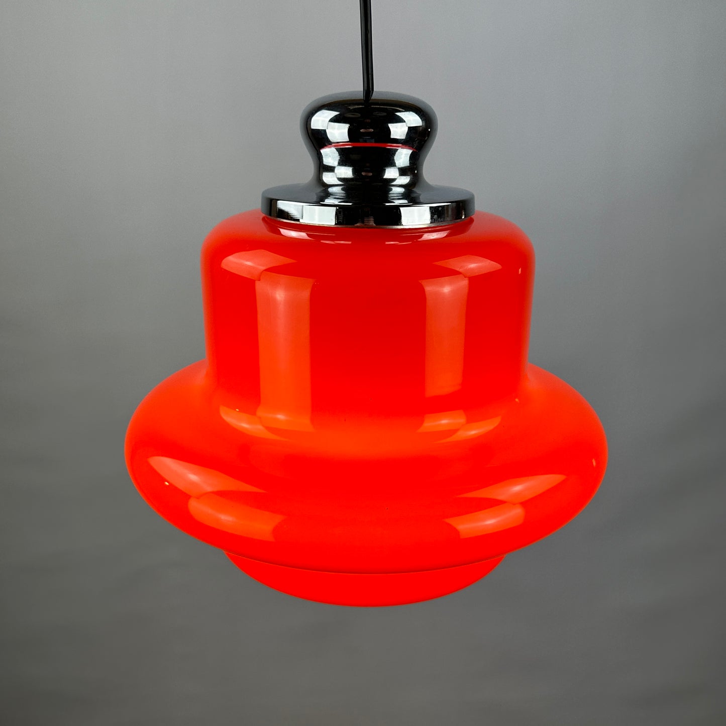 Red opaline glass pendant light by Hustadt Leuchten, 1960