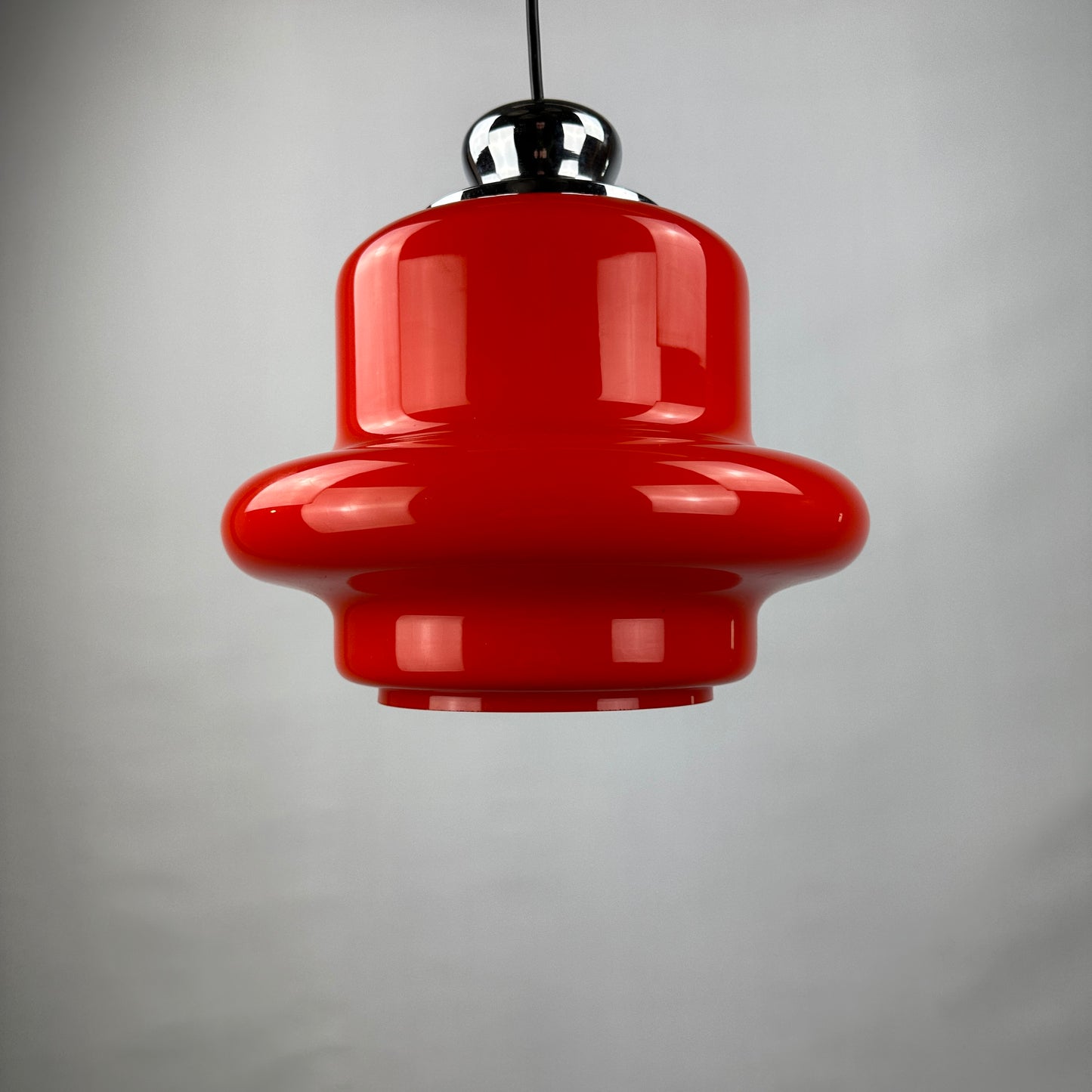 Red opaline glass pendant light by Hustadt Leuchten, 1960