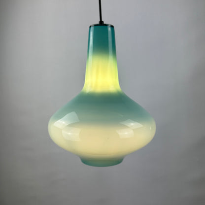 Light blue glass pendant light by Massimo Vignelli for Venini, 1950