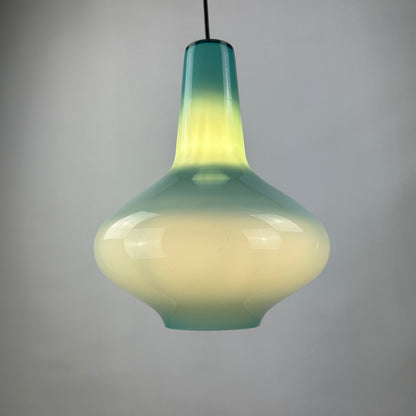 Light blue glass pendant light by Massimo Vignelli for Venini, 1950