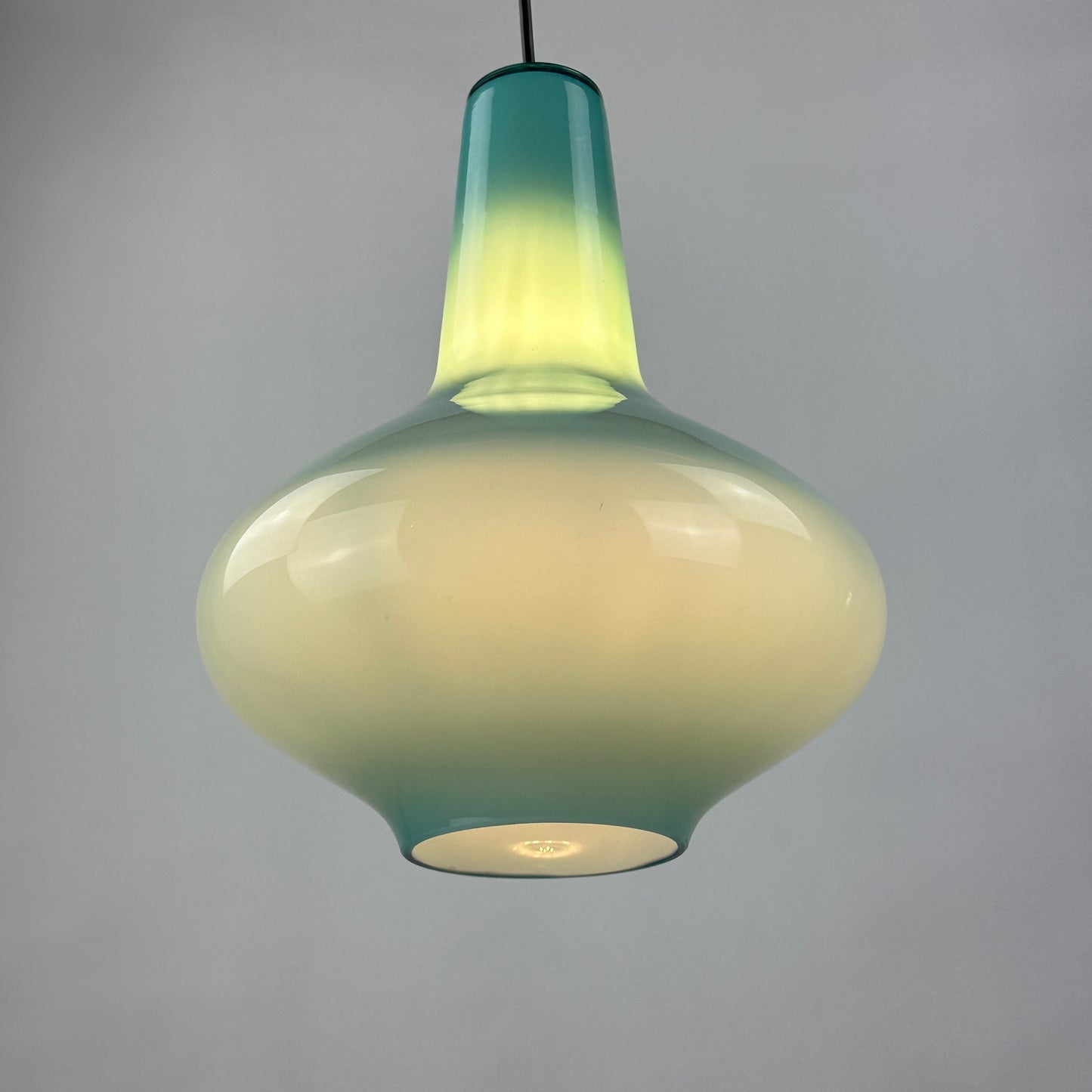 Light blue glass pendant light by Massimo Vignelli for Venini, 1950