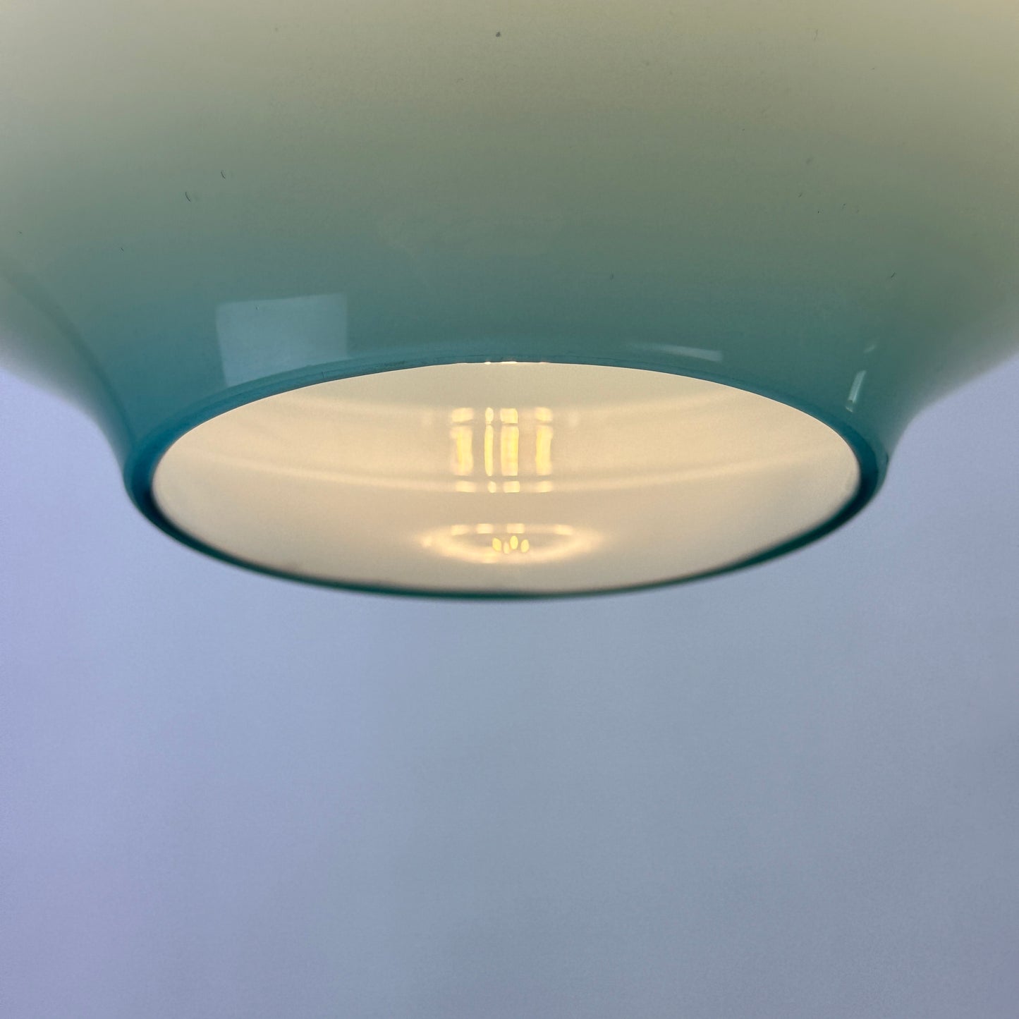 Light blue glass pendant light by Massimo Vignelli for Venini, 1950