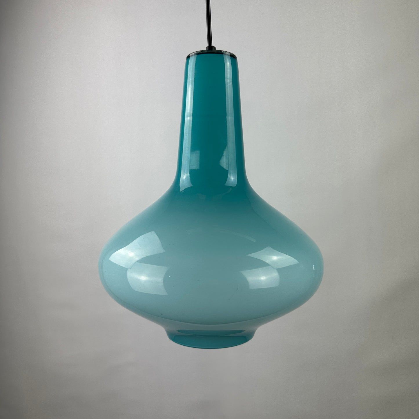 Light blue glass pendant light by Massimo Vignelli for Venini, 1950