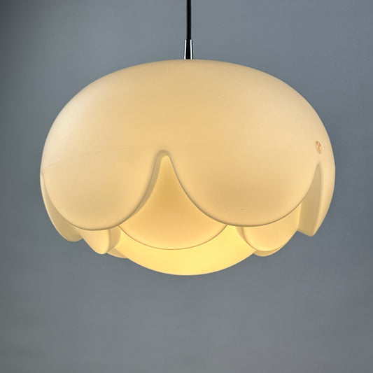 1 of 4 Large frosted glass Artichoke shaped pendant lamp XL by Peill and Putzler, 1960