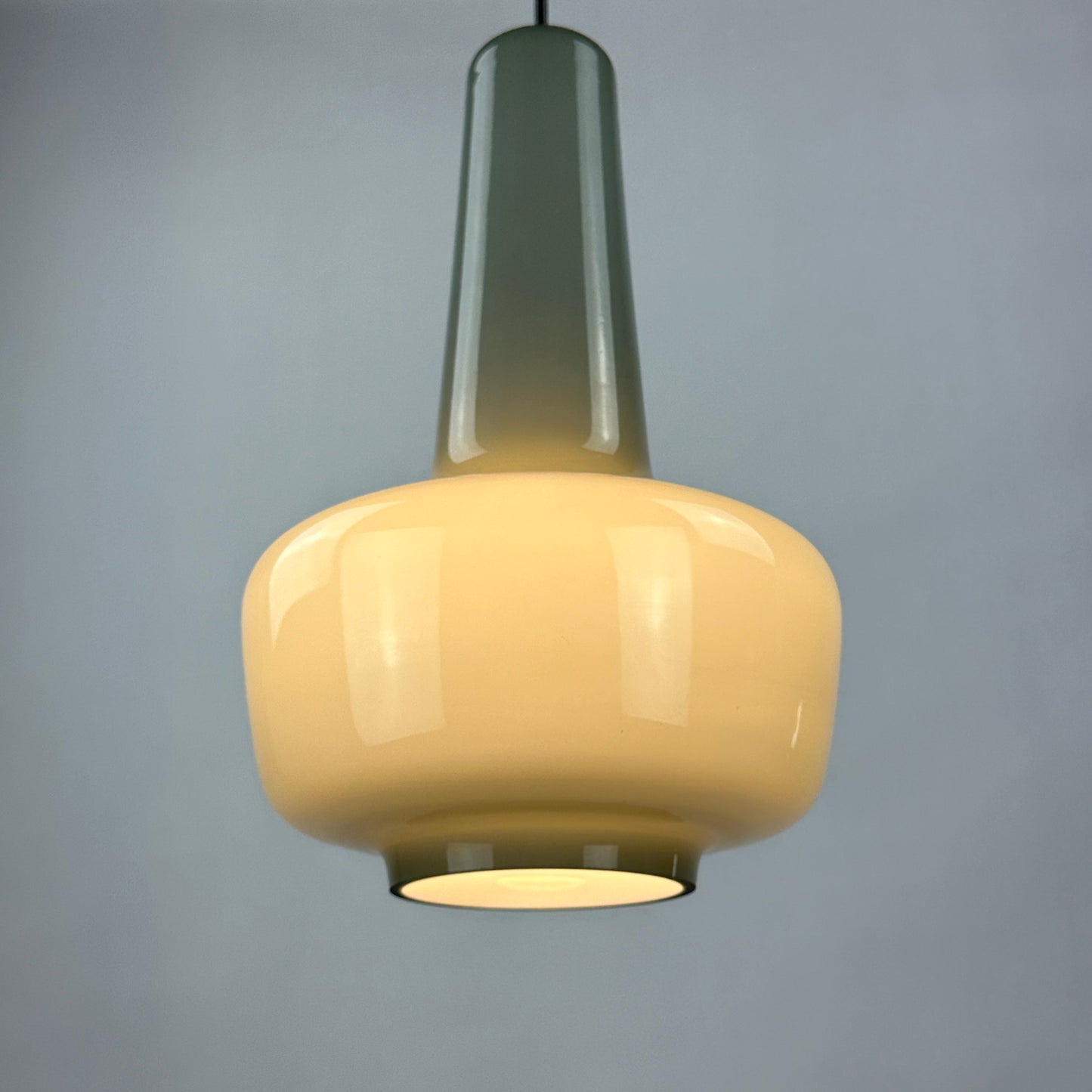 Grey opaline glass pendant lamp KRETA for Holmegaard by Jacob Bang