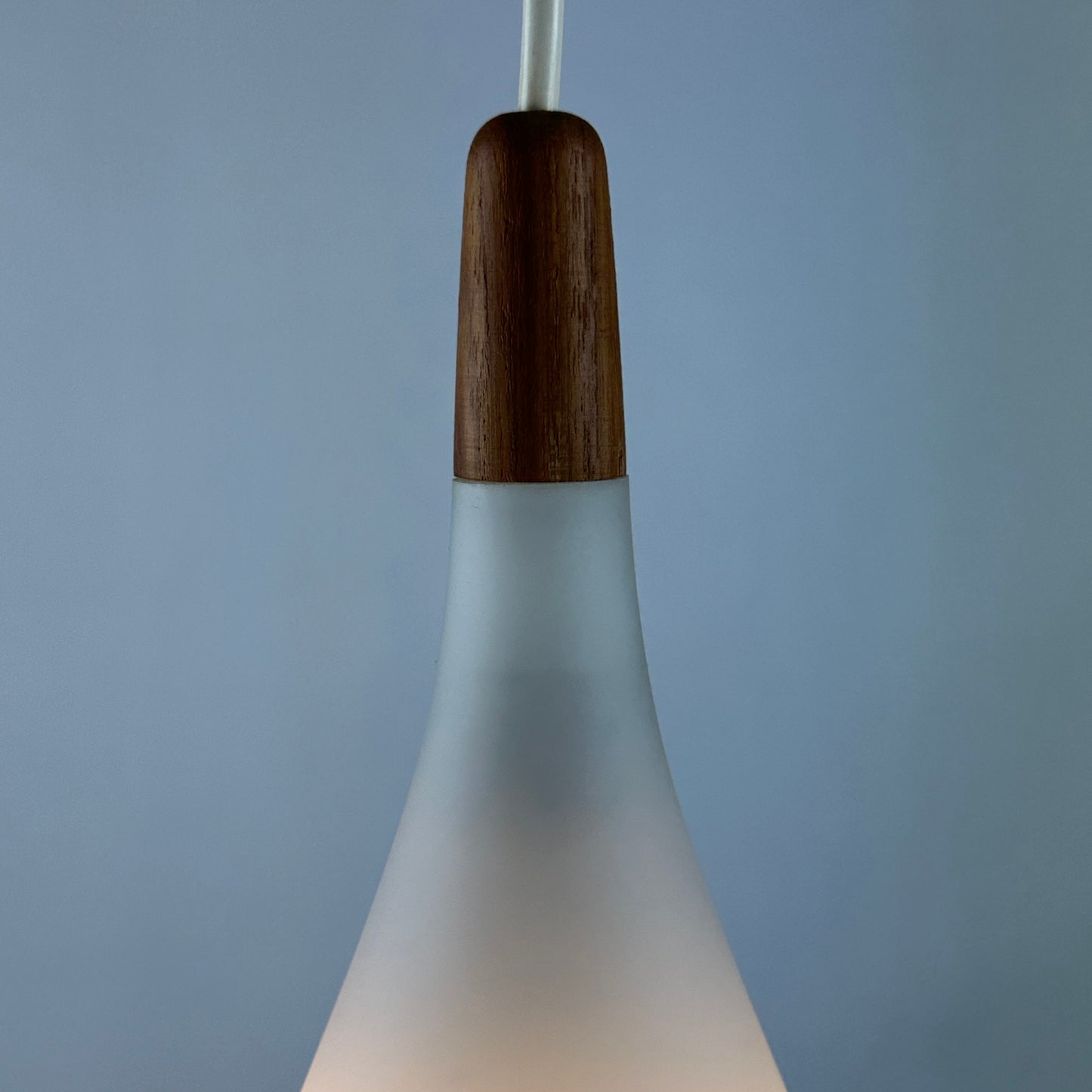 Droplet shaped white frosted glass pendant light by Holmegaard 1960