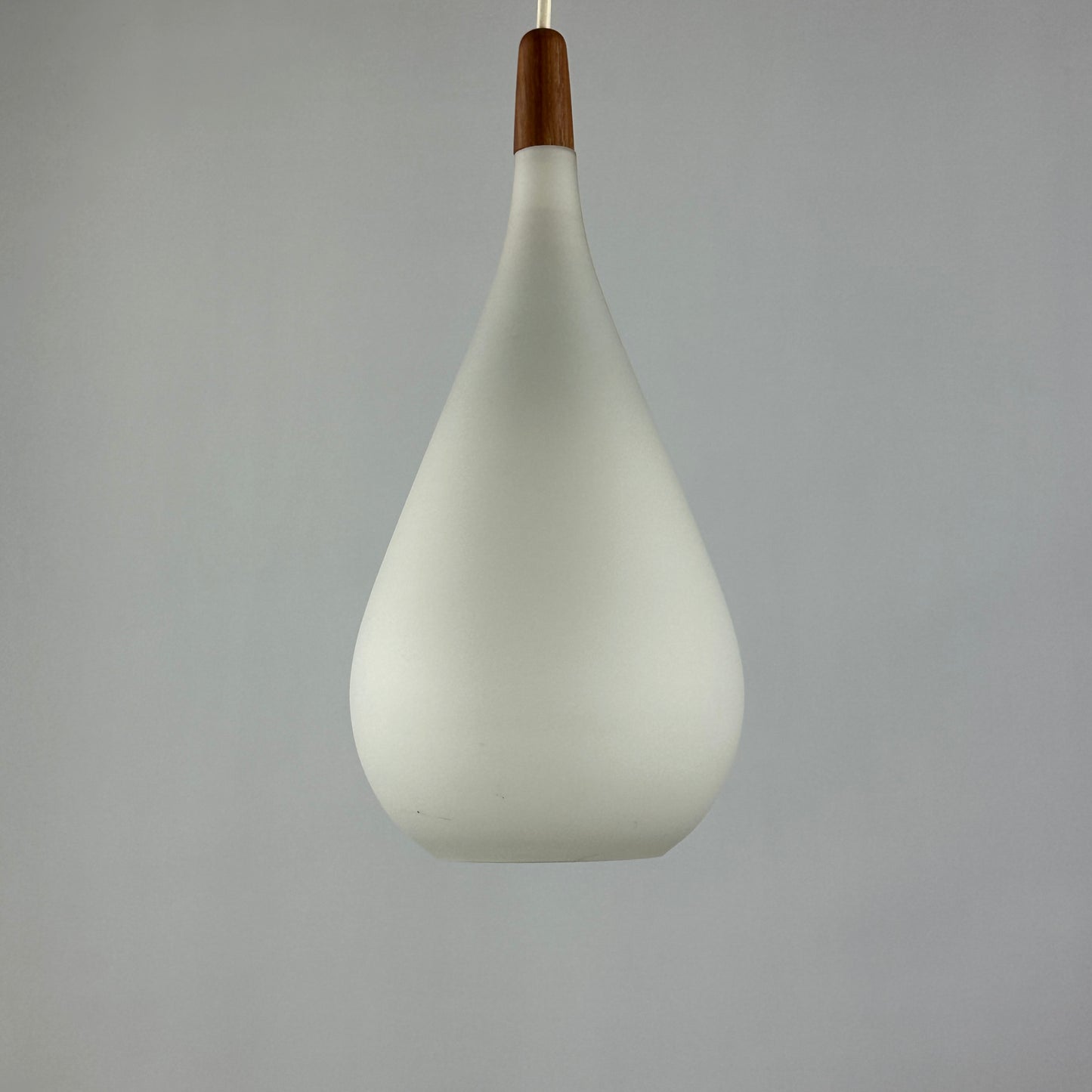 Droplet shaped white frosted glass pendant light by Holmegaard 1960