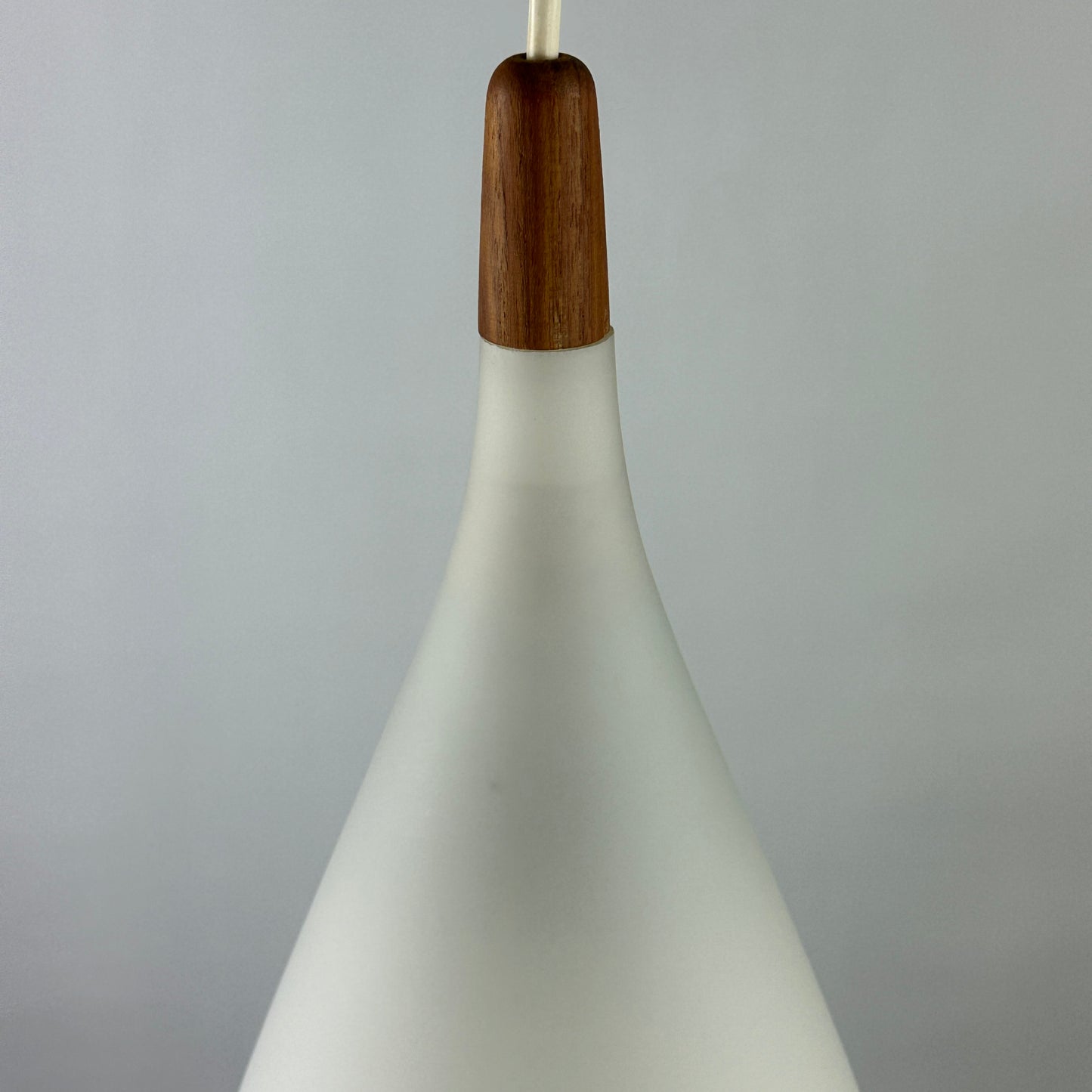 Droplet shaped white frosted glass pendant light by Holmegaard 1960