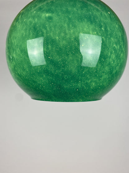 Rare droplet shaped Galaxy green glass pendant light by Peill and Putzler