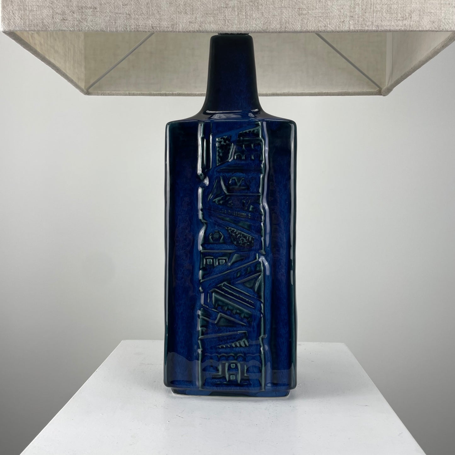 Danish blue ceramic table lamp by Désirée Stentoj, 1960
