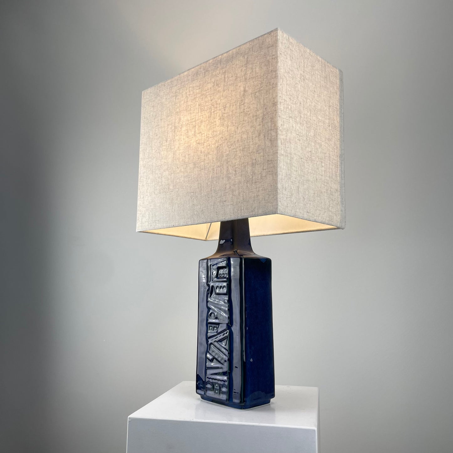Danish blue ceramic table lamp by Désirée Stentoj, 1960