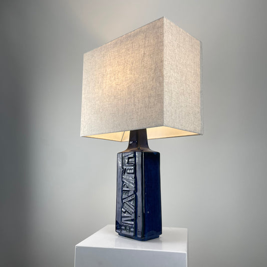 Danish blue ceramic table lamp by Désirée Stentoj, 1960