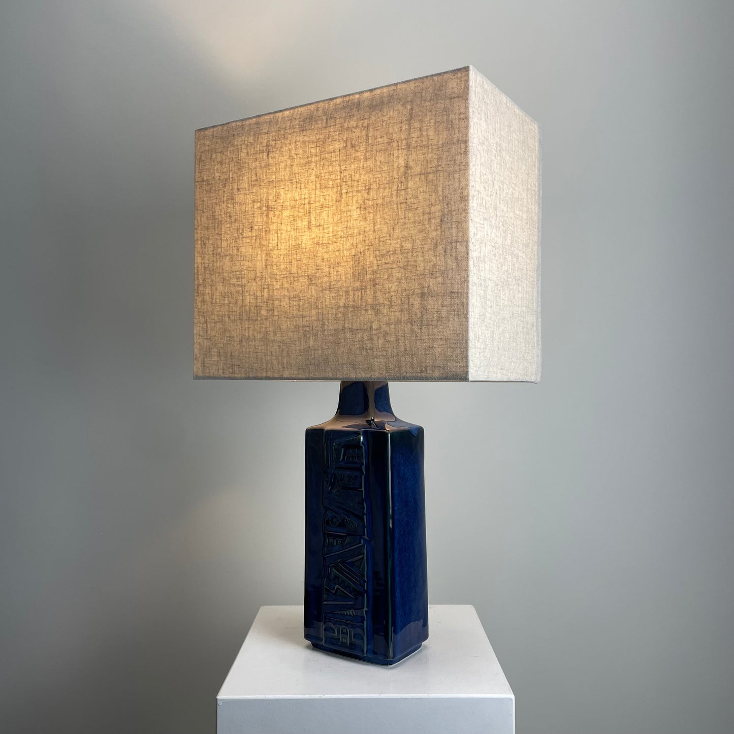 Danish blue ceramic table lamp by Désirée Stentoj, 1960