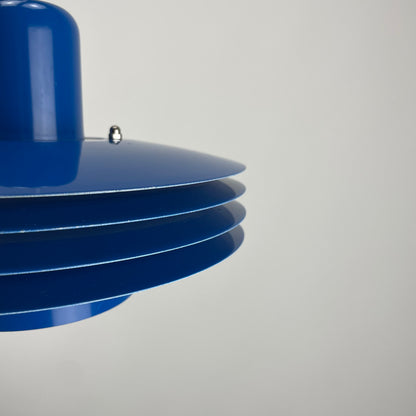 Danish blue UFO pendant lamp by HORN lighting model 763, 1960