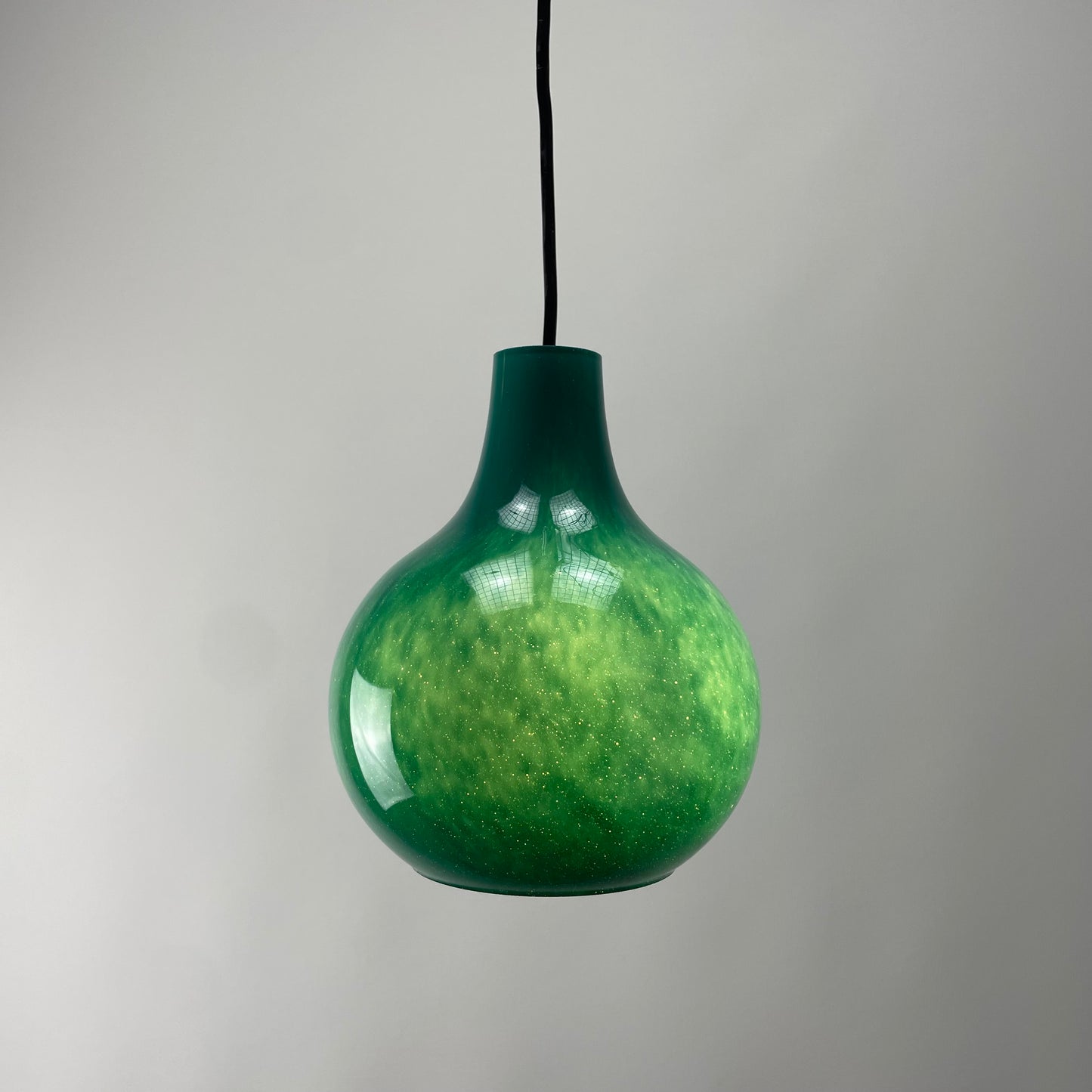 Rare droplet shaped galaxy green pendant lamp by Peill and putzler 1960