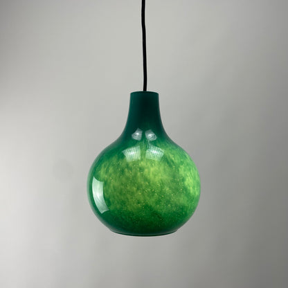Rare droplet shaped galaxy green pendant lamp by Peill and putzler 1960