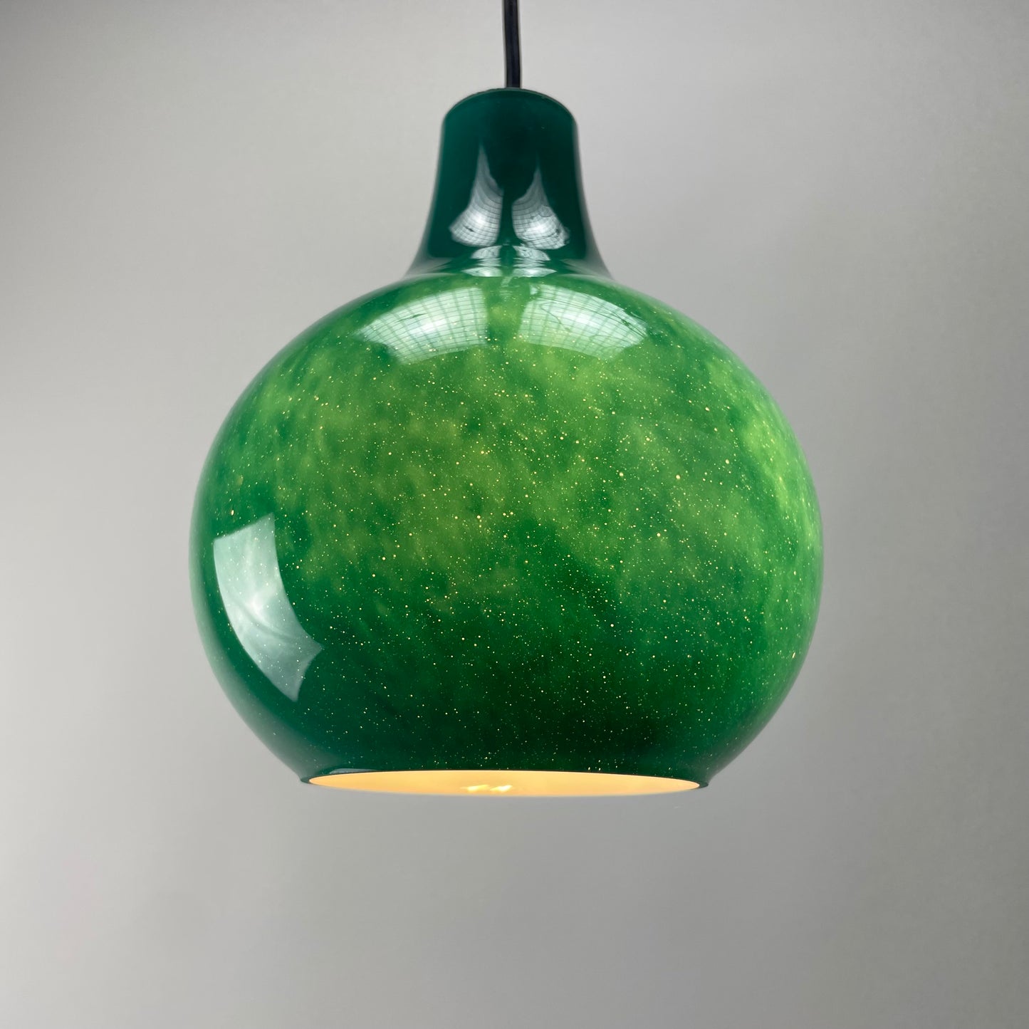 Rare droplet shaped galaxy green pendant lamp by Peill and putzler 1960